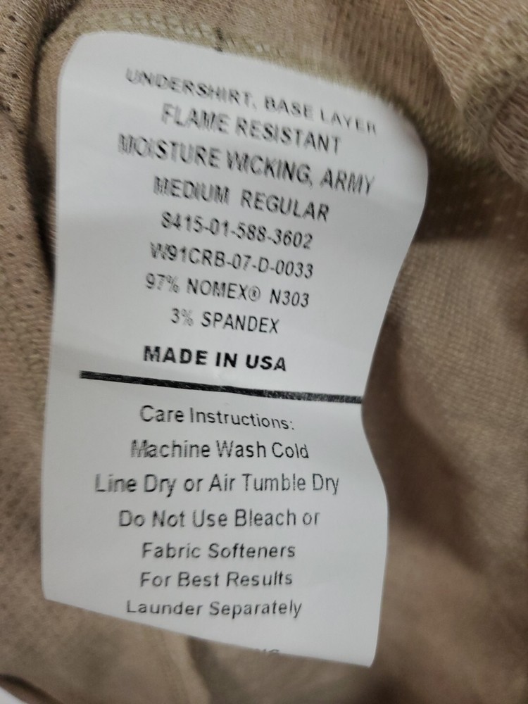 TEAM SOLDIER PECKHAM FREE FR UNDERSHIRT BASE LAYER INSULATED TAN Medium Reg