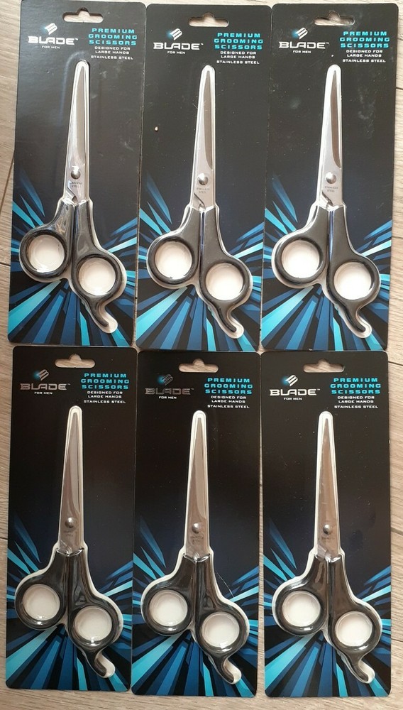 6 Pack Blade for Men Premium Grooming scissors designed for Large hand Stainless