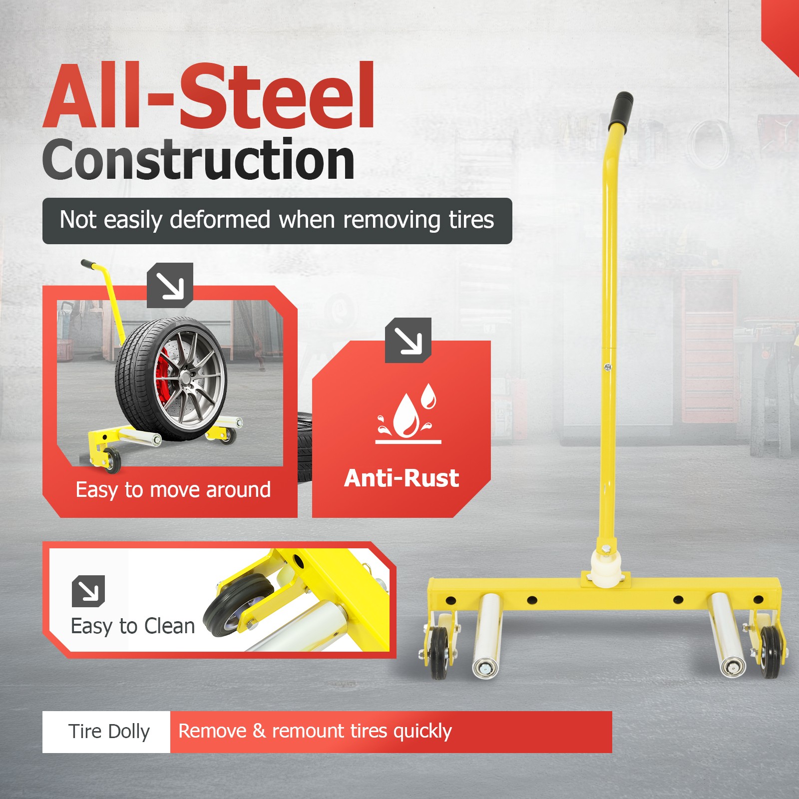 Adjustable Wheel Dolly Tire Dolly Cart Tire Lifting Tool with Adjustable Roller