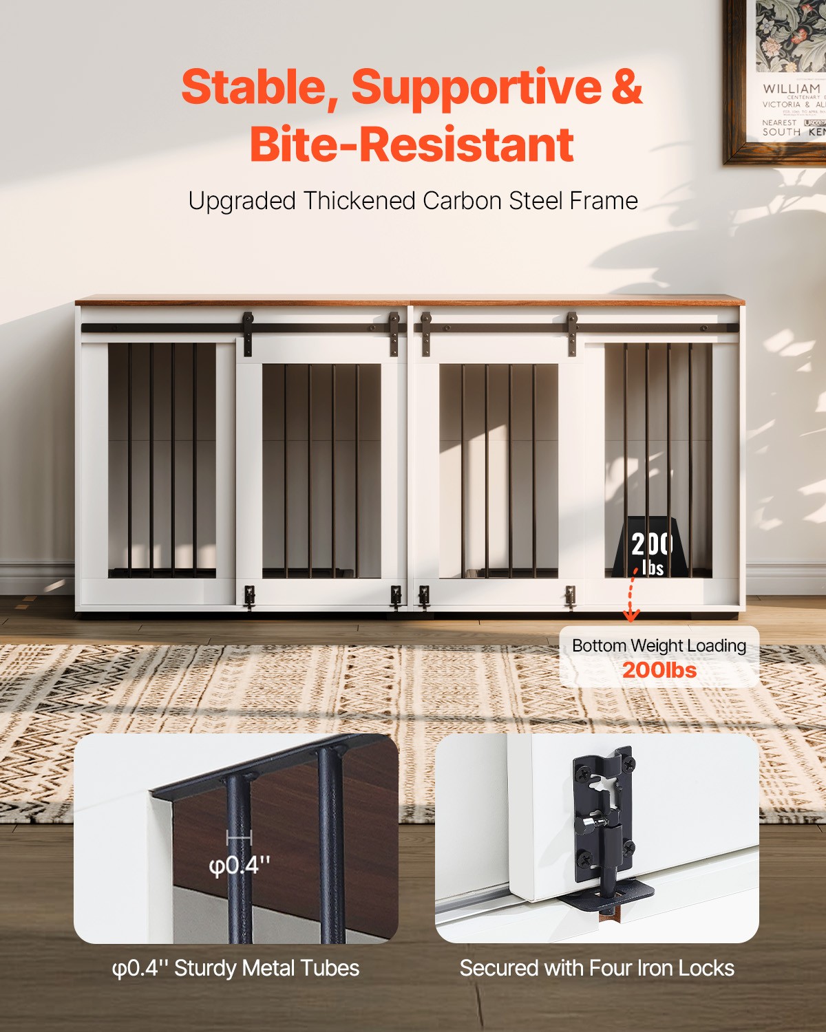 Dog Crate Furniture 72 in Indoor Wooden Dog Kennel with Tray Heavy Duty