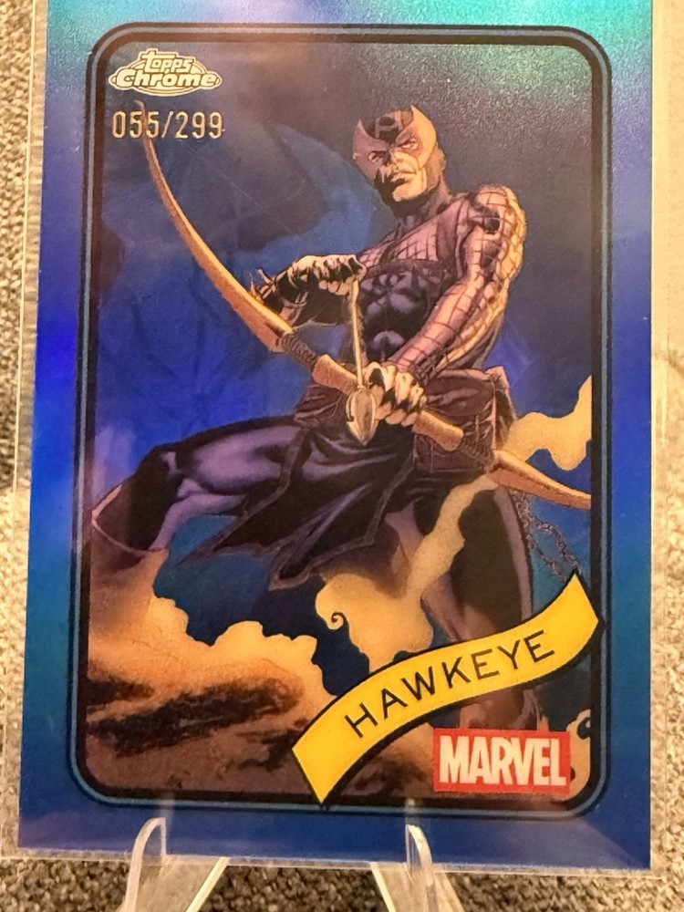 Marvel Masterpieces Hawkeye Red PMG And Chrome Card Bundle