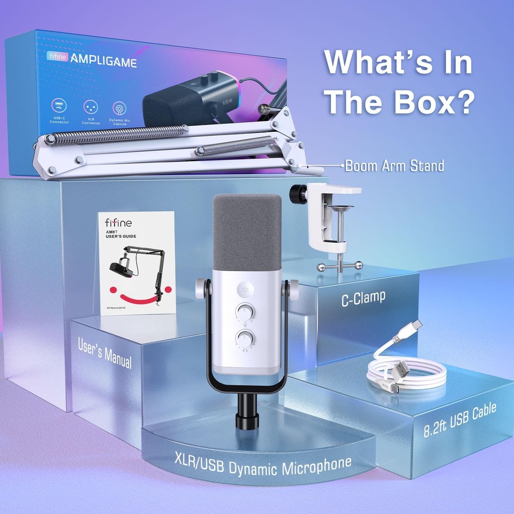 Gaming XLR/USB Microphone Kit Streaming Dynamic Mic Set for PC Computer Mic for