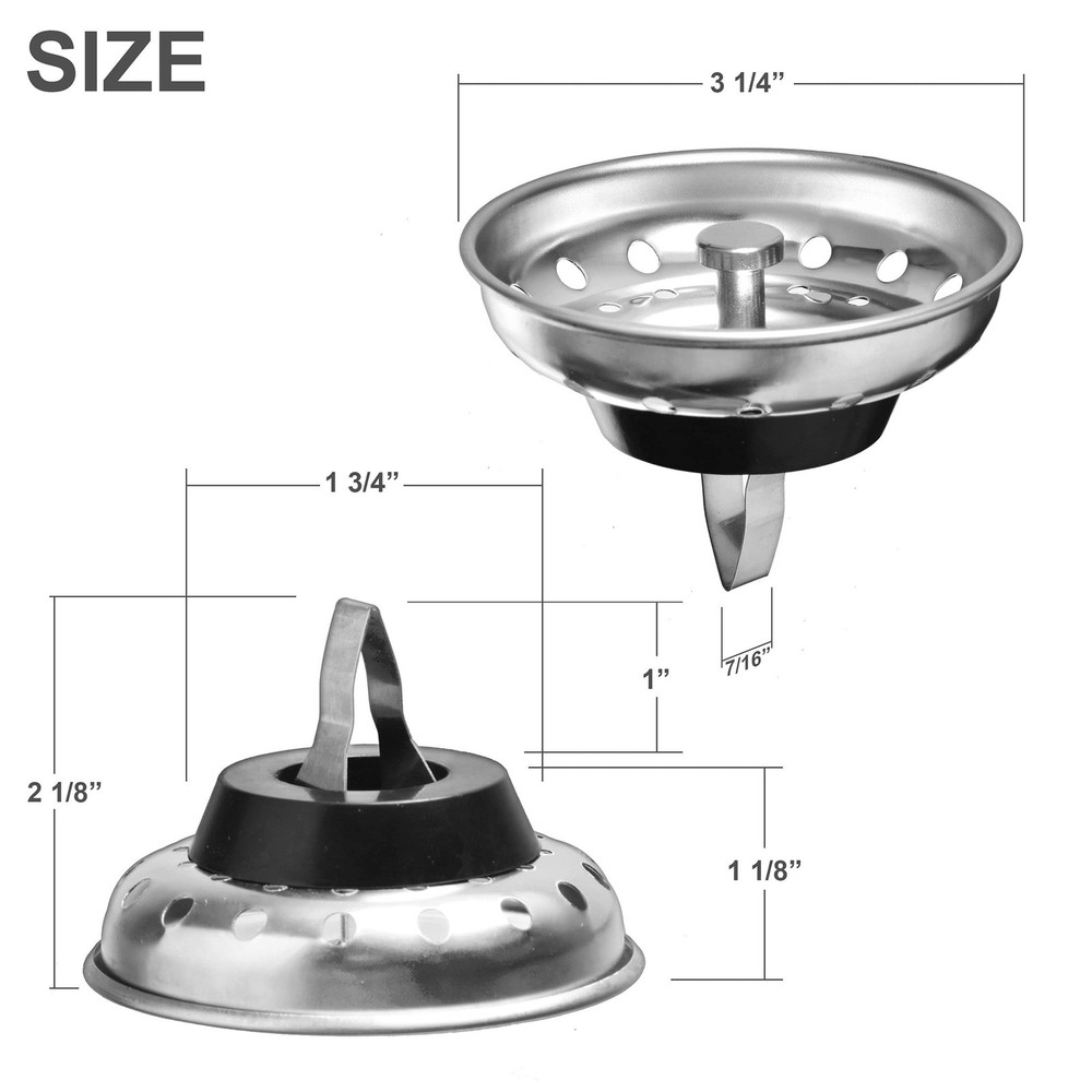 2 Pack - Kitchen Sink Strainer and Stopper Combo Basket Spring Clip Replaceme...