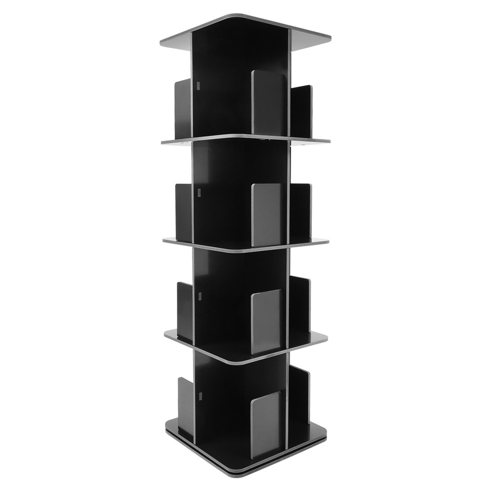 4 Tier Standing Bookcase Small Corner Bookcase Rotating Bookshelf W/Table Mat