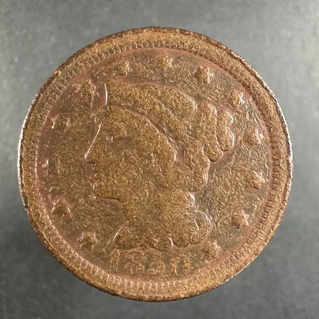 1850 Braided Hair Large Cent Heavily Circulated