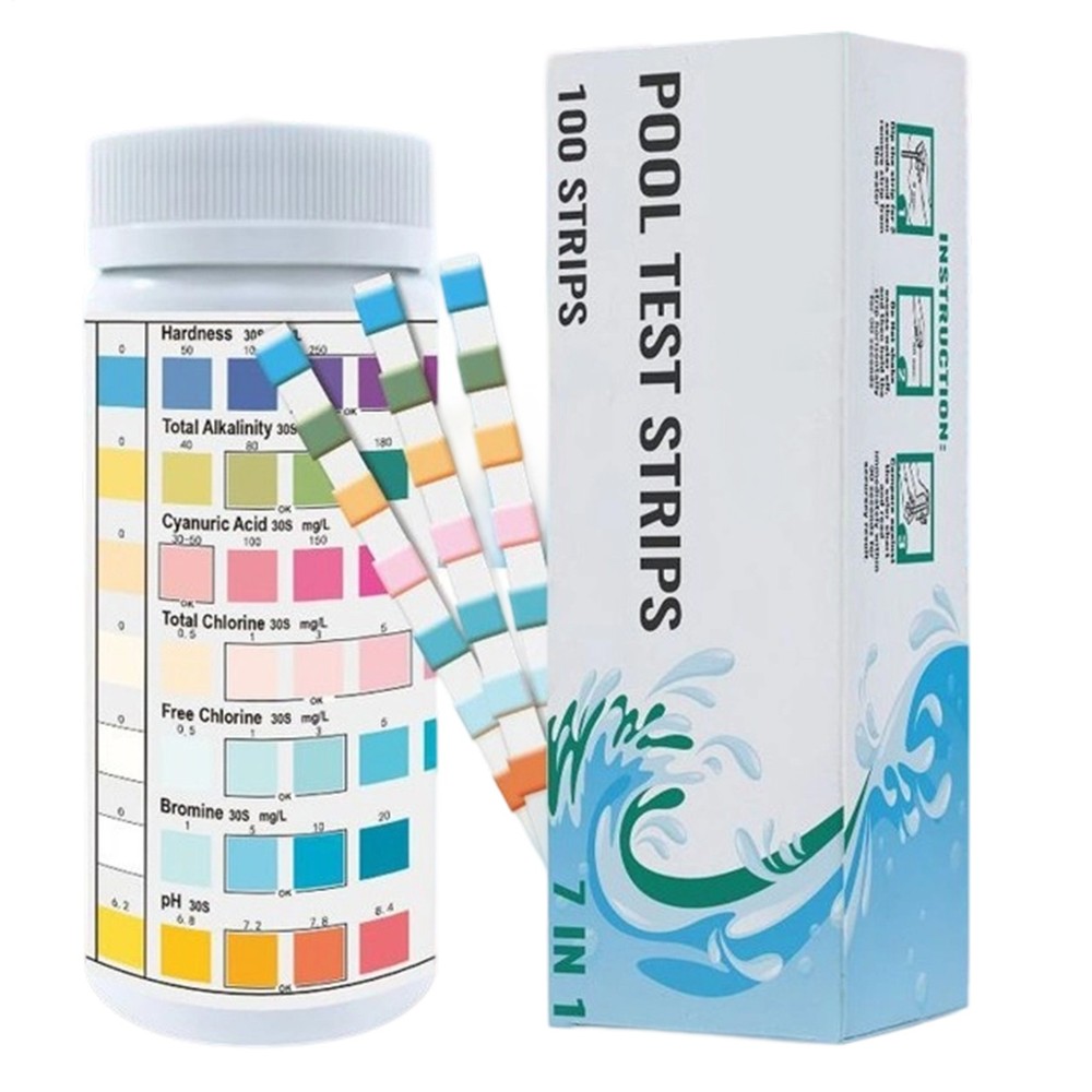 100Pcs 7 IN 1 Pool Water Testing Strips Multifunctional Hot Tub Quick Tester