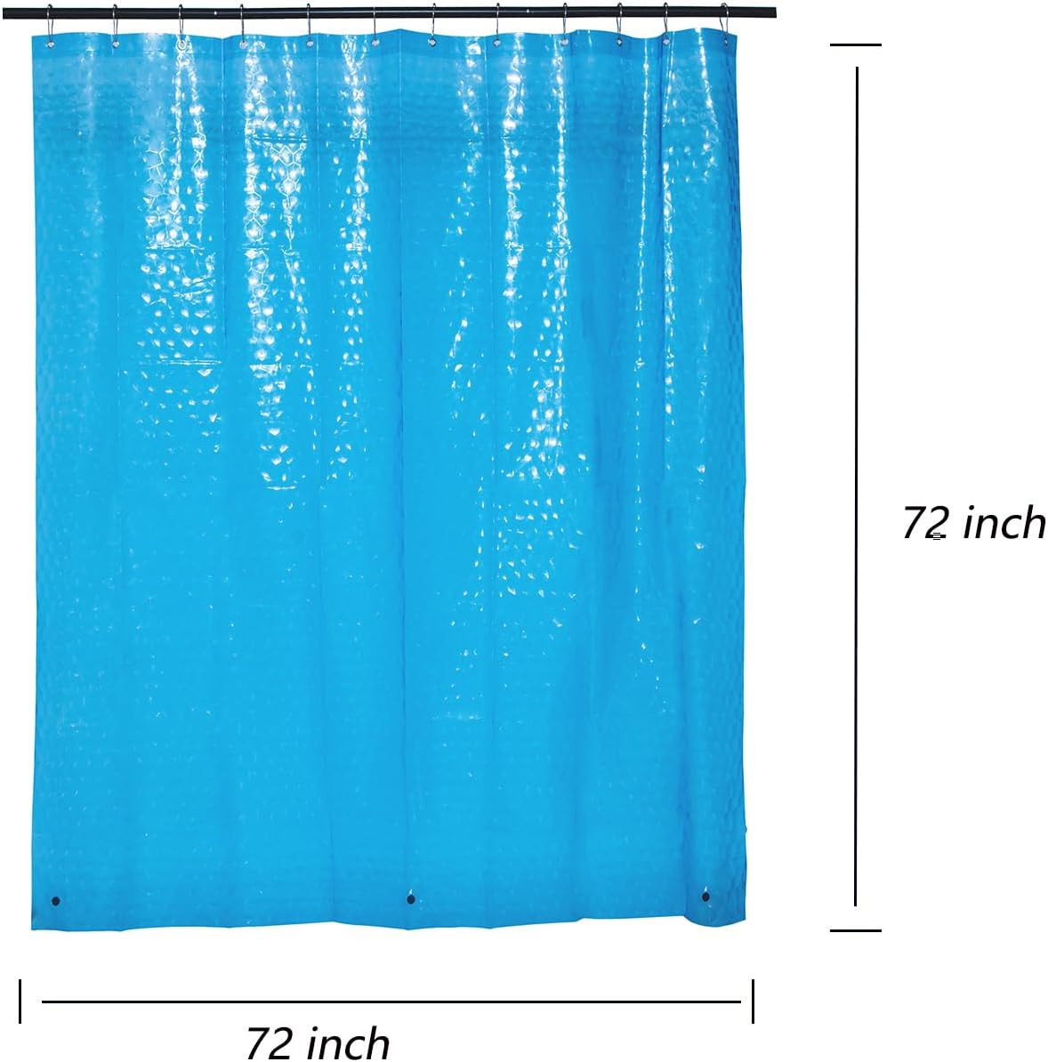 EVA Waterproof Shower Curtain Liner 72"x72" with 12 Metal Grommets & Magnets