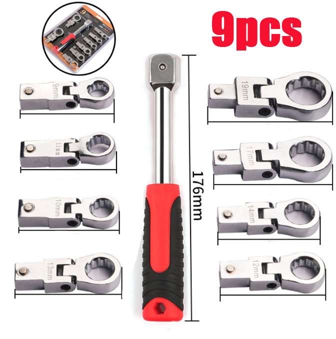 9pcs Flare Nut Flexible Open End Offset Box Wrench Metric Set Brake Line Wrench