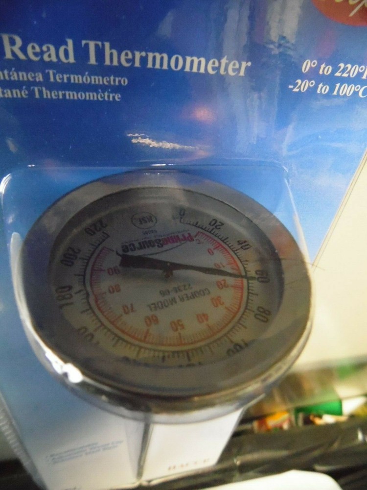 Thermometer Instant Read Cooper 8" Probe Stem Classic Large Round 2"Dial Display
