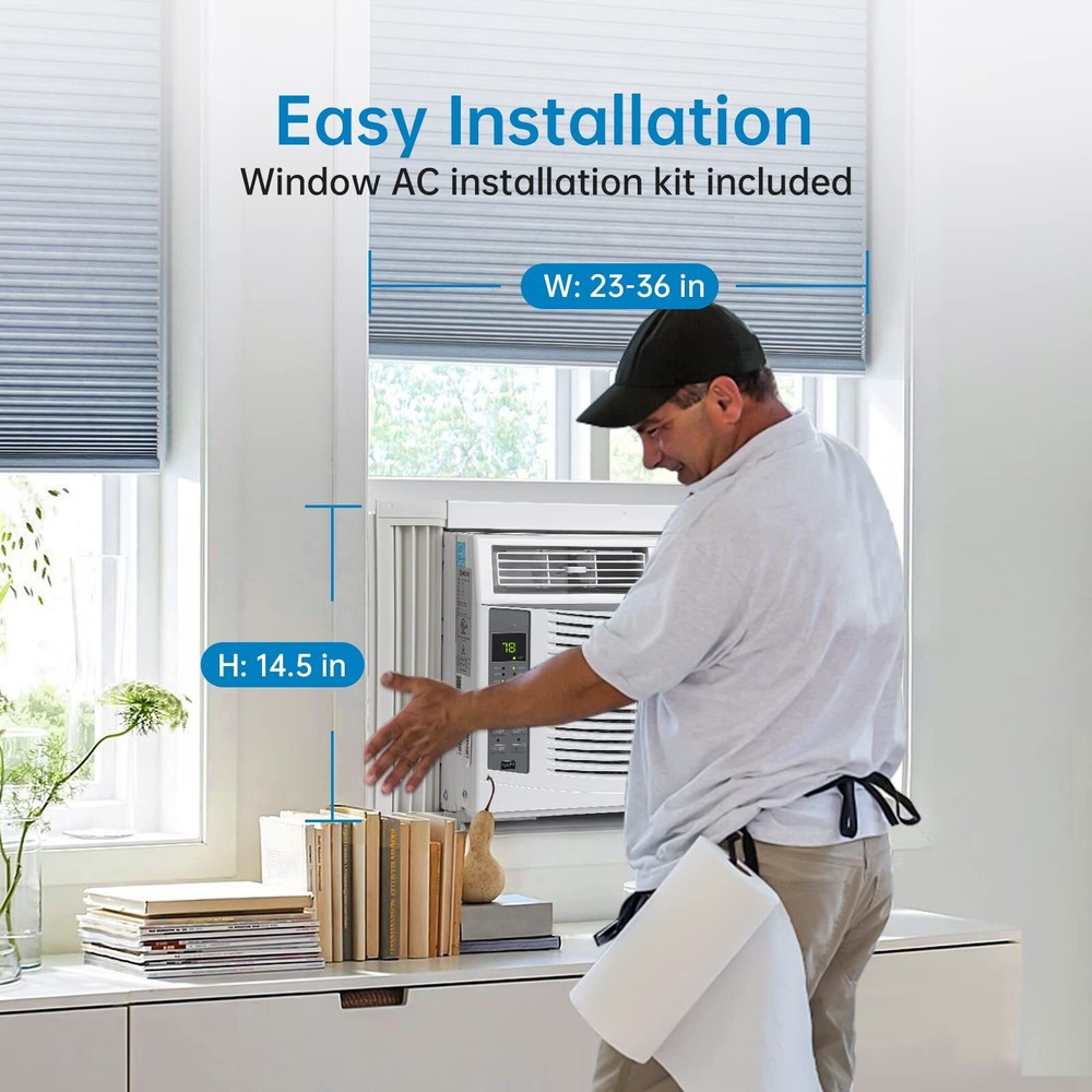 ➕6000 BTU Window Air Conditioner Remote & App Control Timer Function WiFi AC Uni