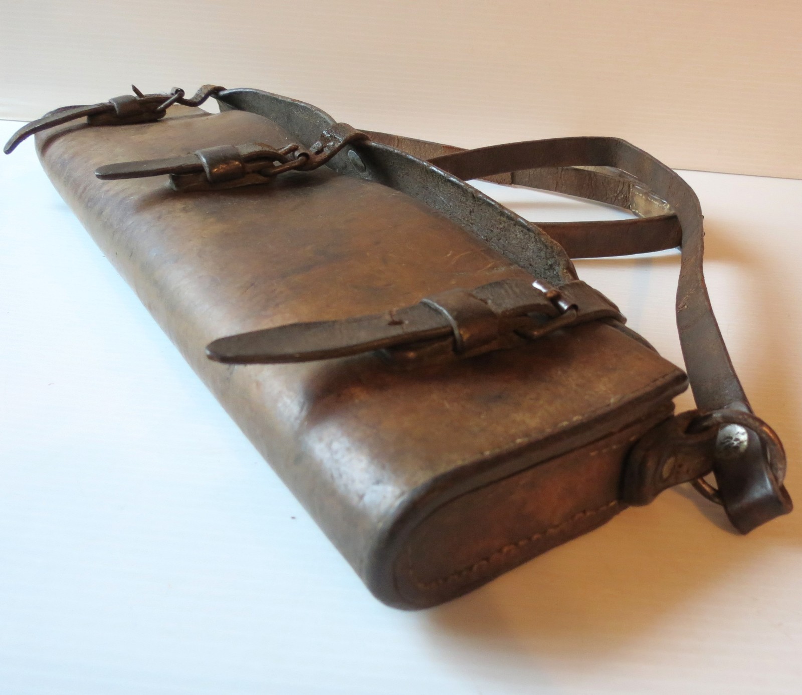 Antique Leather Cartridge Box Case Civil War Era 17 3/4" L