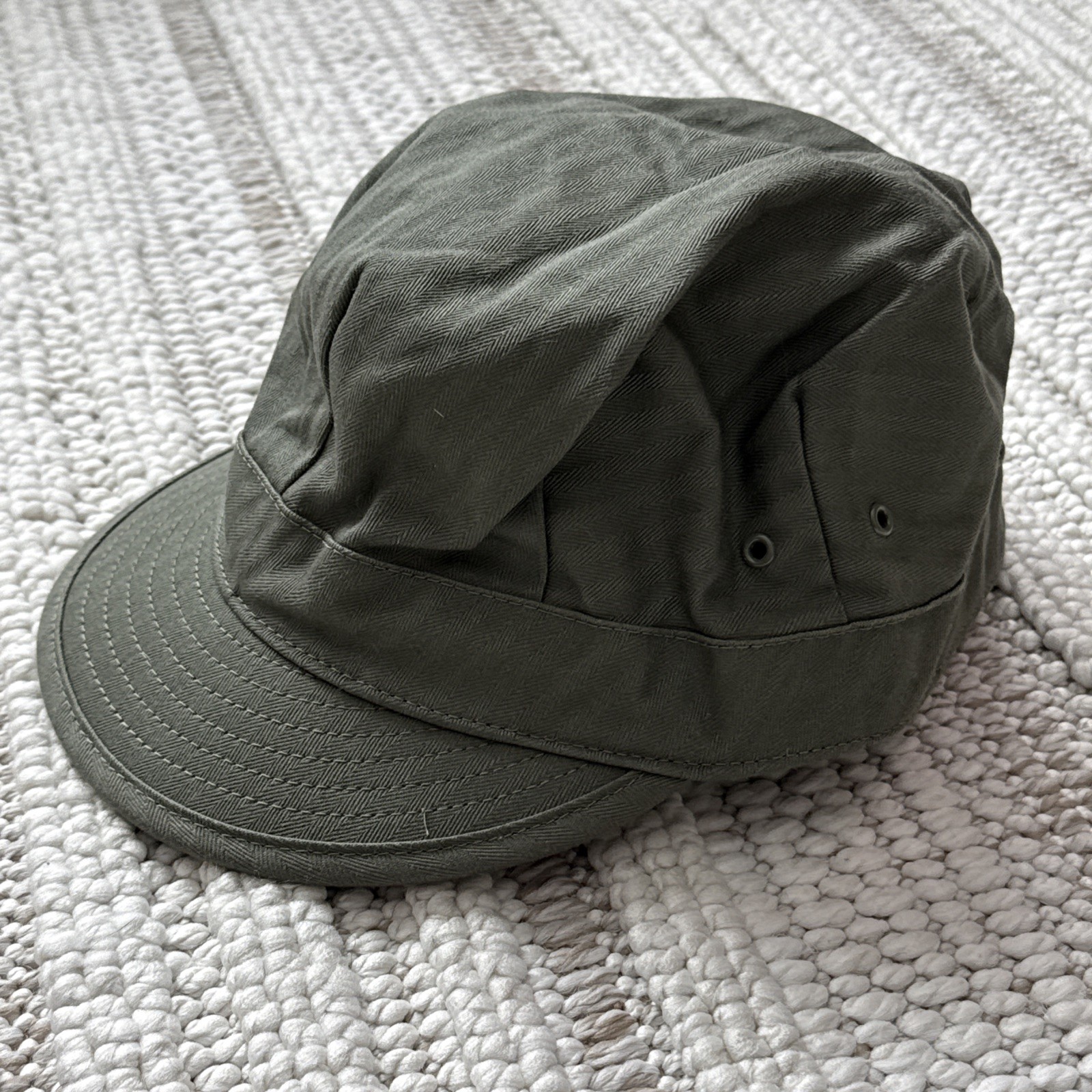US Army HBT Fatigue Hat Cap WWII, Dated 1943, Herringbone, Size XL VTG