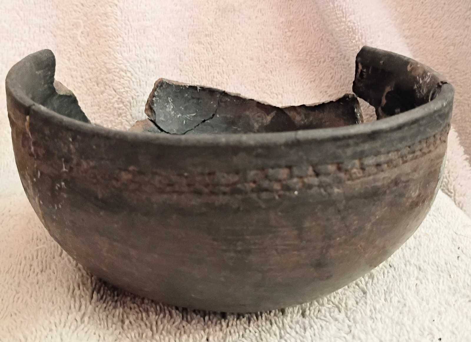 Great Antique Ancestral Pueblo Redware Bowl Corrugated Edge