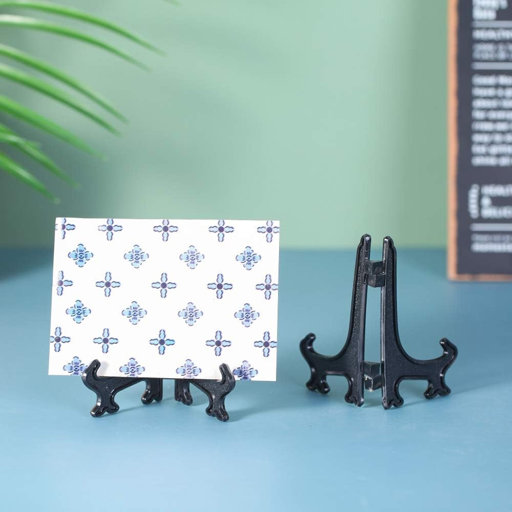 4" Plastic Easel Display Stands 12 Pack Black Plate Picture Frame Holders