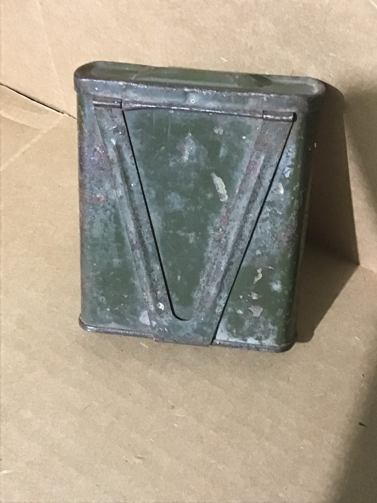 Vintage M5 Ointment Tin US Military Personal Gear WWII Hinged Lid & Guide Book