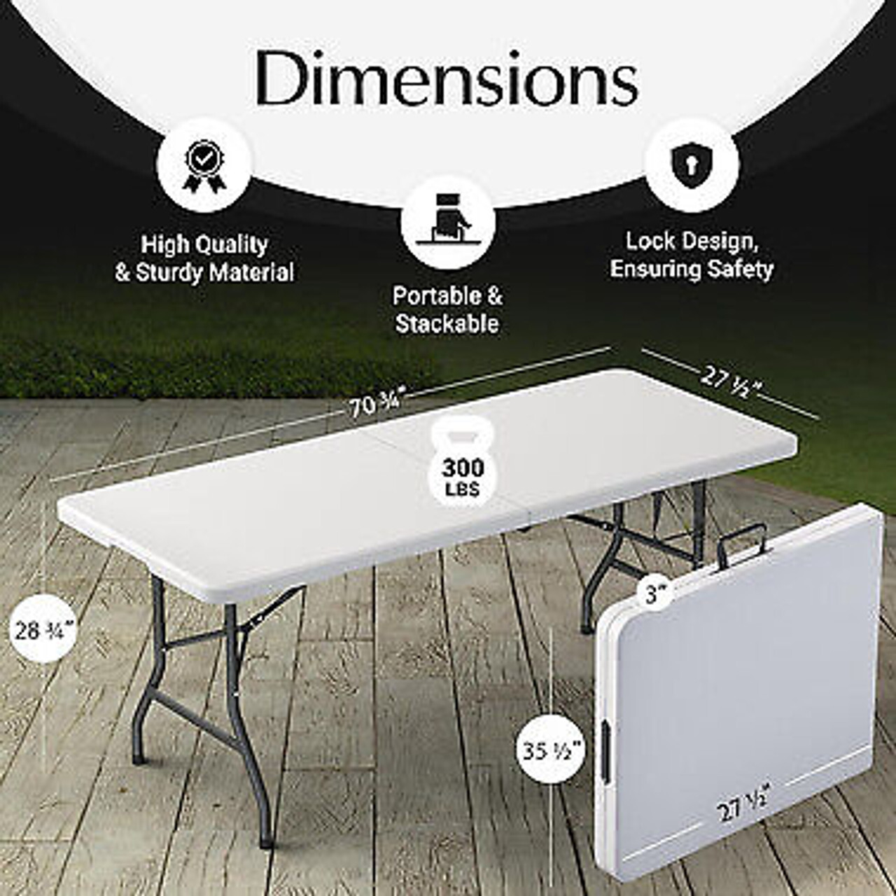 Used 6-Ft Plastic Folding Table - Ideal for Indoor/Outdoor Dining & Party Use