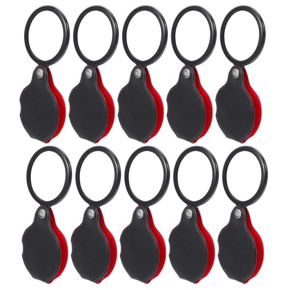 10 Pcs Mini Folding Magnifying Lenses Handheld Rotating Magnifier