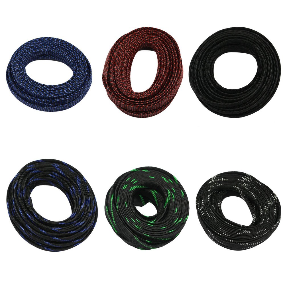 30ft PET Expandable Sleeving Wire Cable Sleeve 2/3, RedBlack