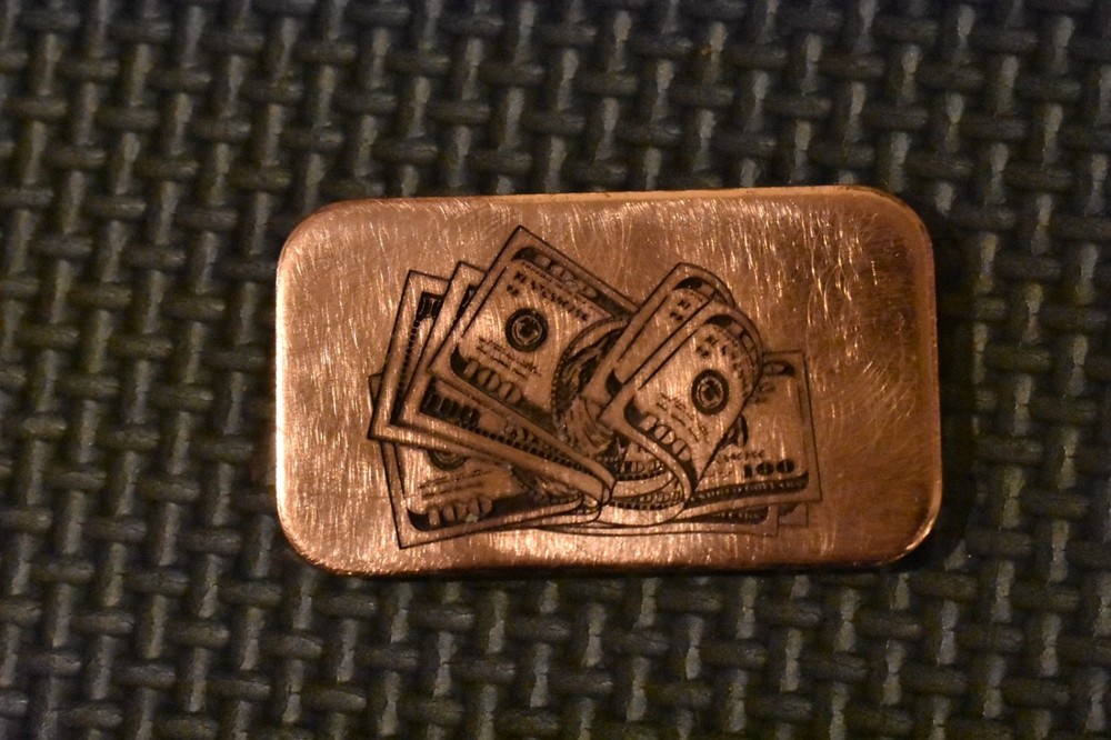 Custom Copper Golf Ball Marker / $ 100 Bill Stack Money Design / 1.75"x1"