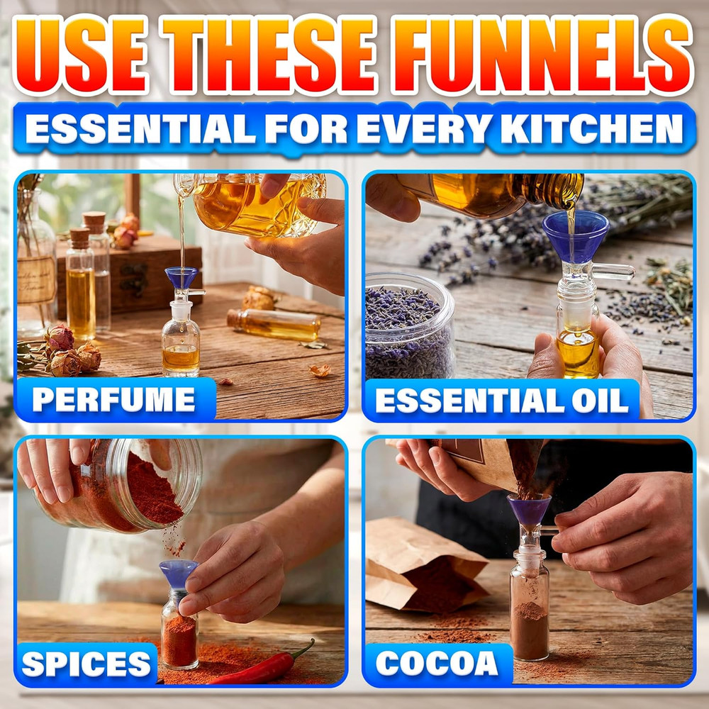 12-Pack 14Mm Glass Funnel with Handle – Ergonomic Handle for Kitchen & DIY Use,
