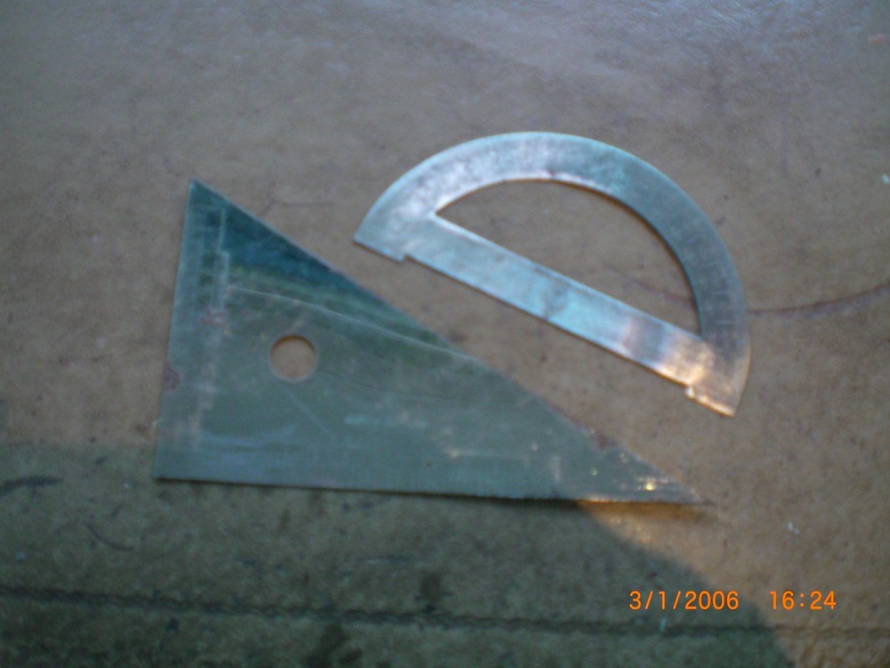 OLD SCHOOL METAL PROTRACTOR & SQUARE