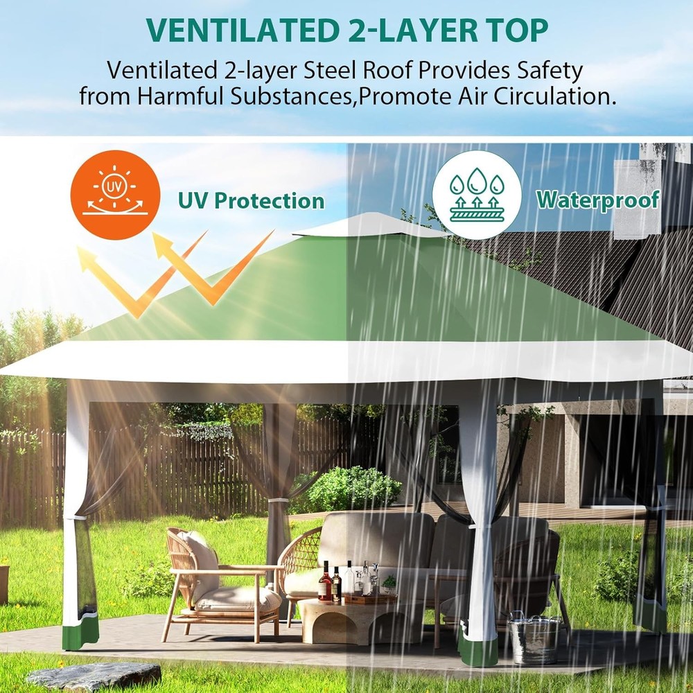 12x12 Pop Up Canopy Tent One Push Setup with Netting