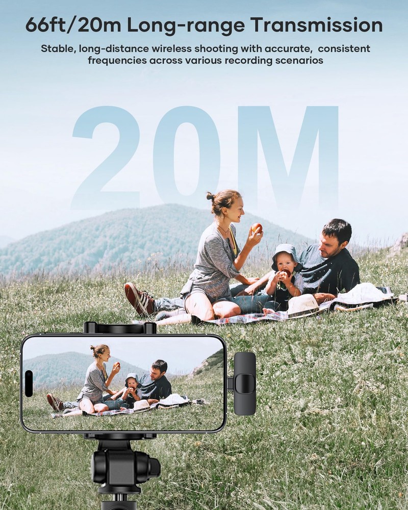 2 Pack Wireless Lavalier Microphone for iPhone iPad and Android Phone Lapel Mic