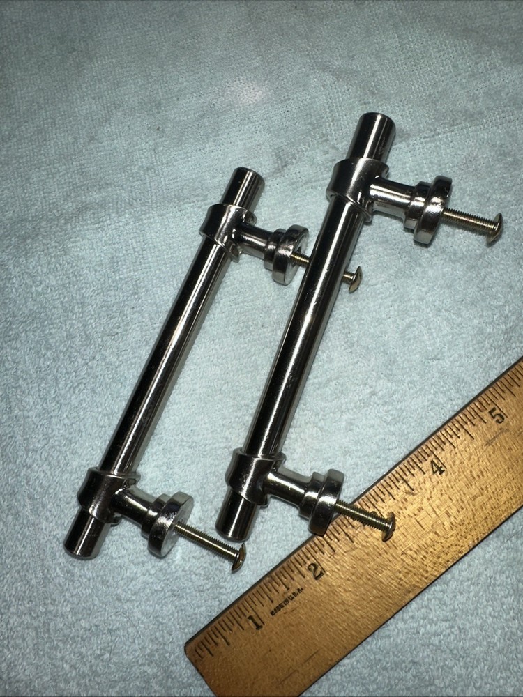 2 Vintage Chrome Drawer Pulls High Quality Pulls Elegant Look
