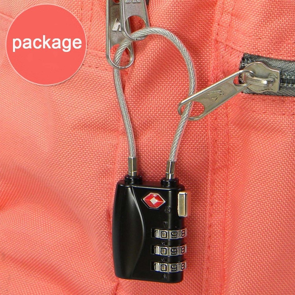 TSA Cable Lock for Backpack Zippers | Travel Combination Lock