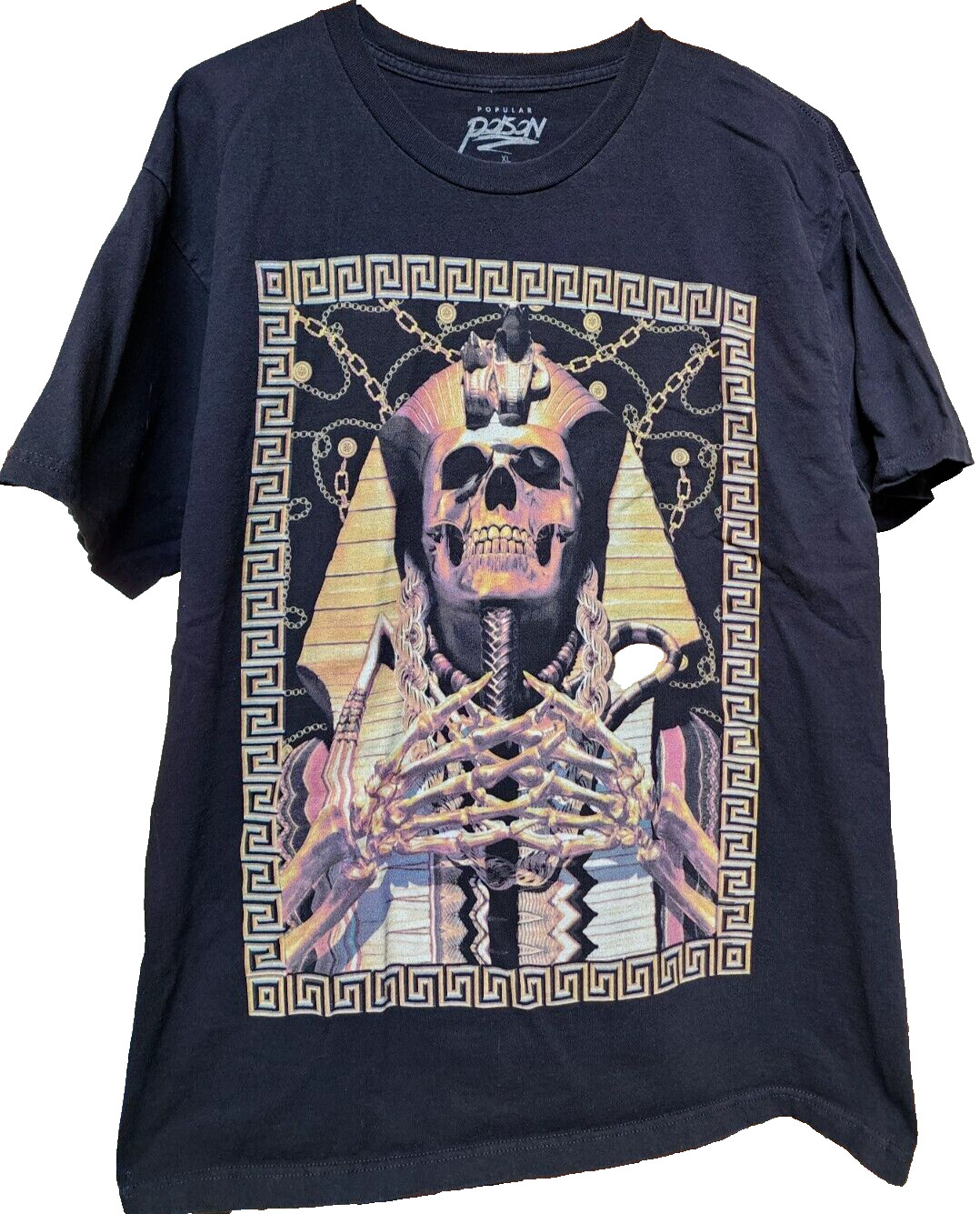 POISON Pharaoh Egyptian Mummy Skull T-Shirt Black Size XL Metal Hair Band 80's