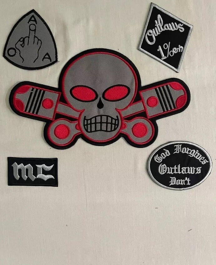 Outlaw Chicago Forgives Biker Patch Embroidered Iron On Rider Full Set
