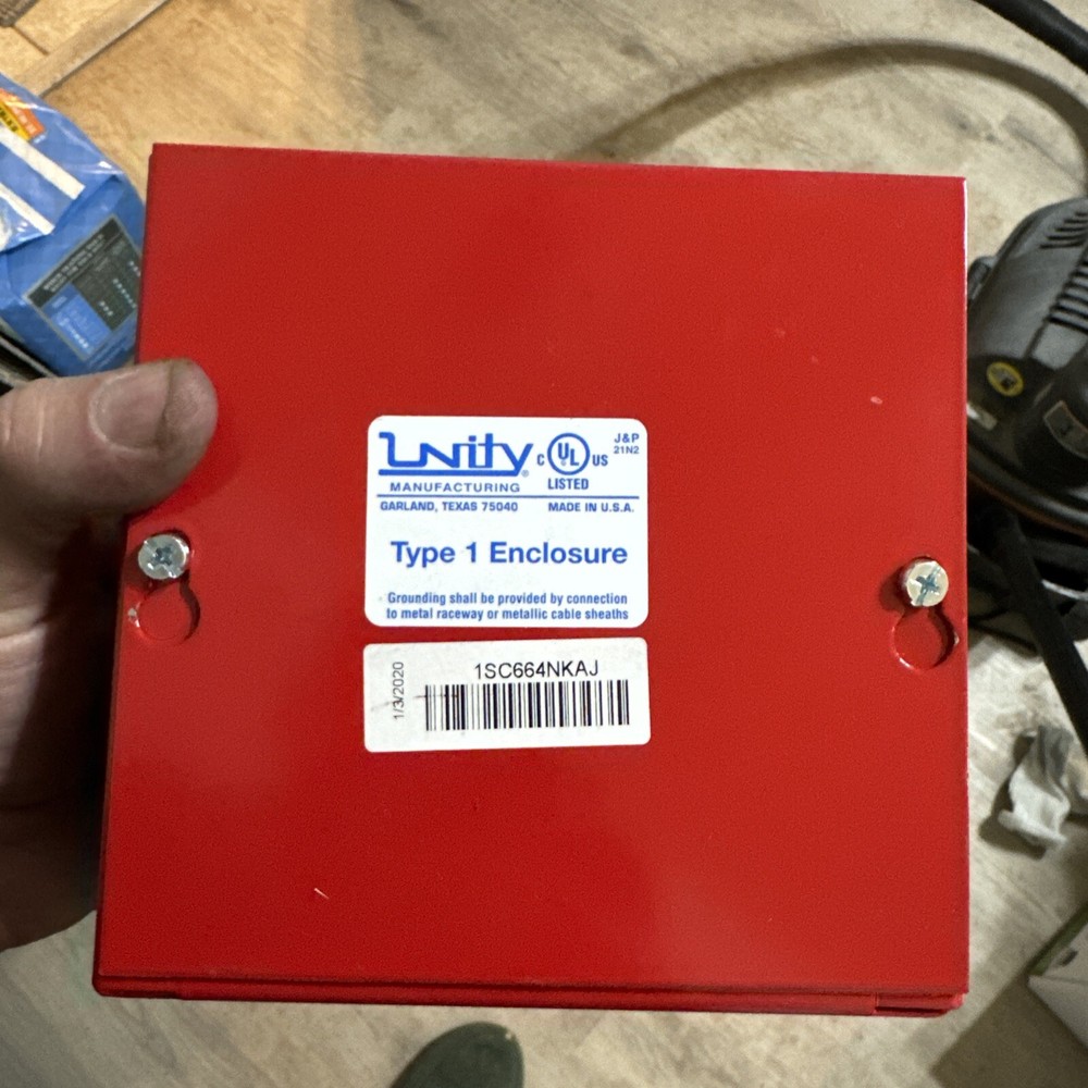 Unity Type 1 Fire Red Electrical Enclosure 6x6x4 Pull Box 1sc664nkaj