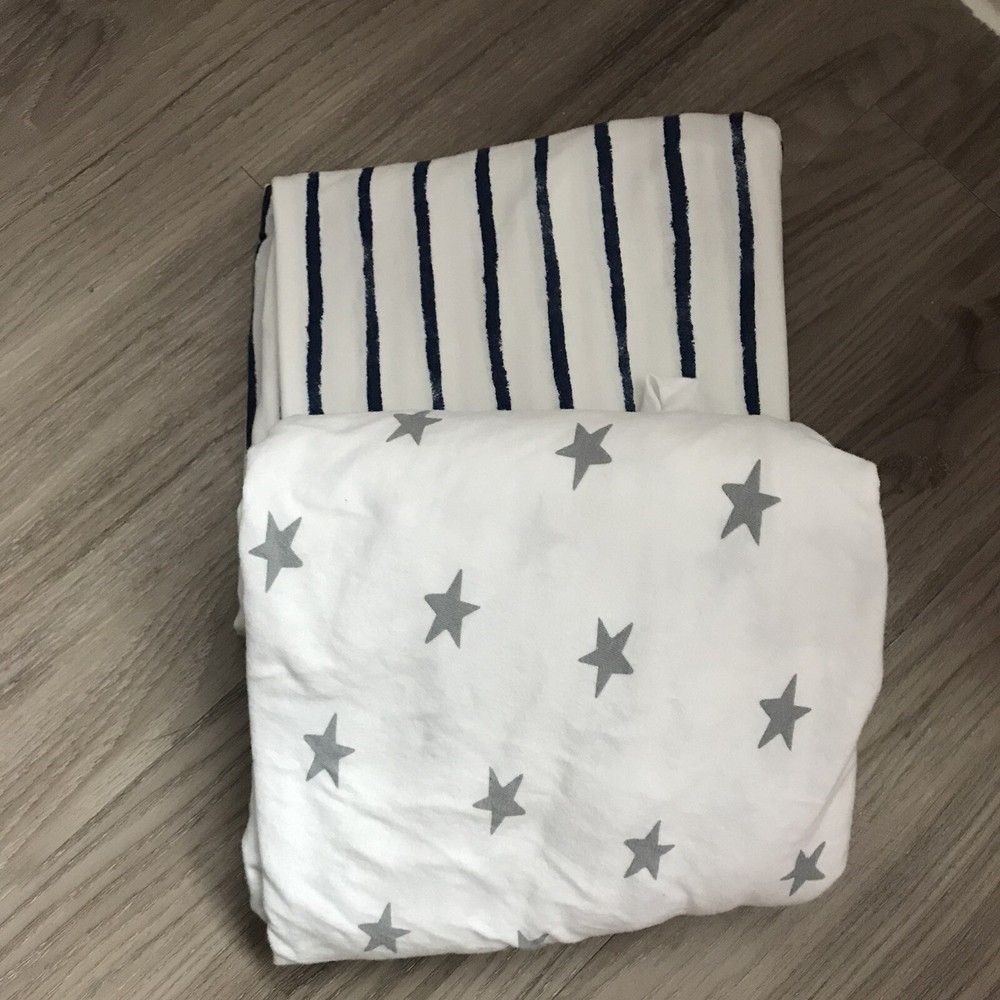 Target Cloud Island Stars Stripes Jersey Fitted Crib Sheets EUC