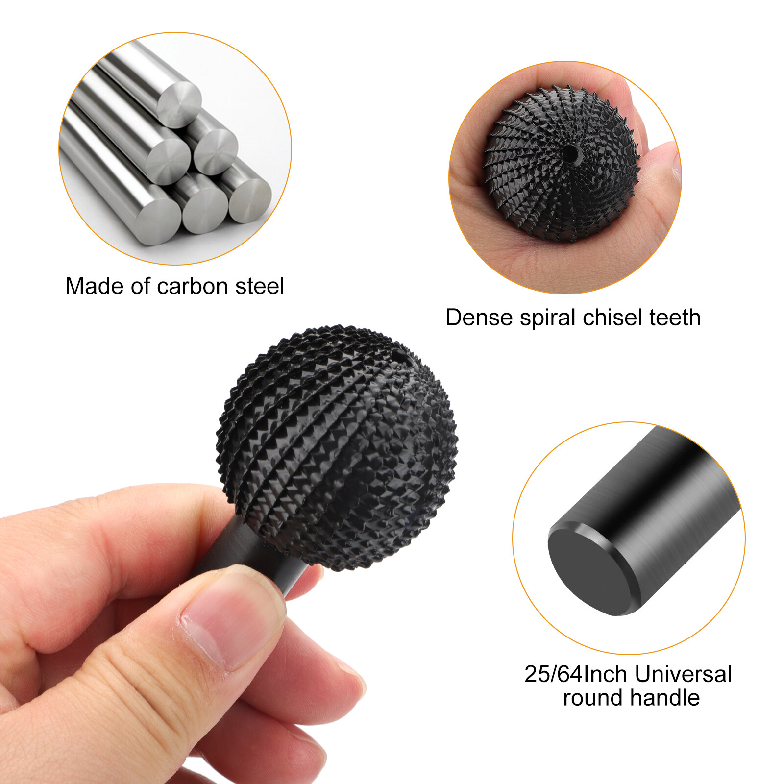 40mm Sphere Rotary Burr Carbon Steel Wood Carving Burrs Ball Grinding Head