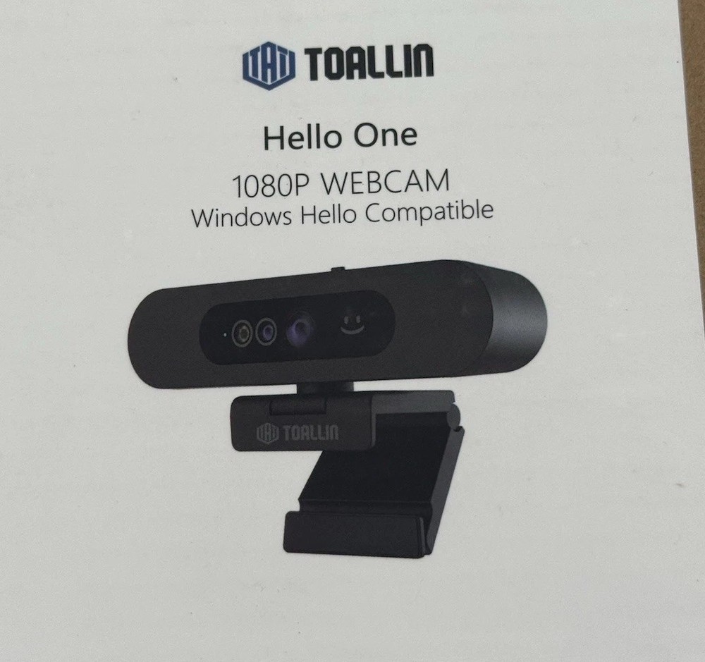 TOALLIN Hello One 1080p Webcam Windows Hello Compatible USB Black