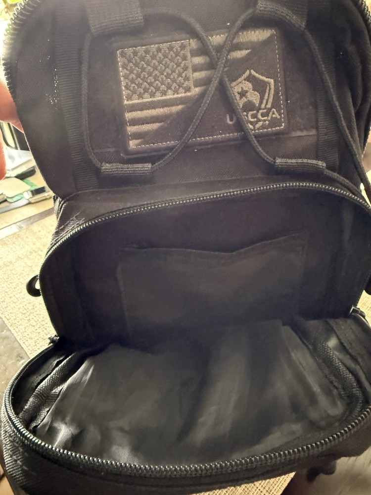 USCCA Black Nylon Tactical Gear Bag MOLLE Adjustable Strap US Flag Patch
