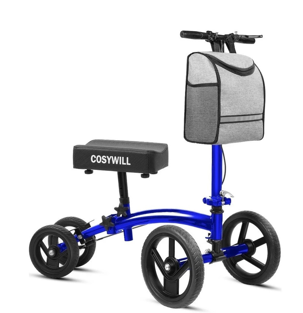 COSYWILL Steerable Knee Scooter Walker Foldable Blue Color