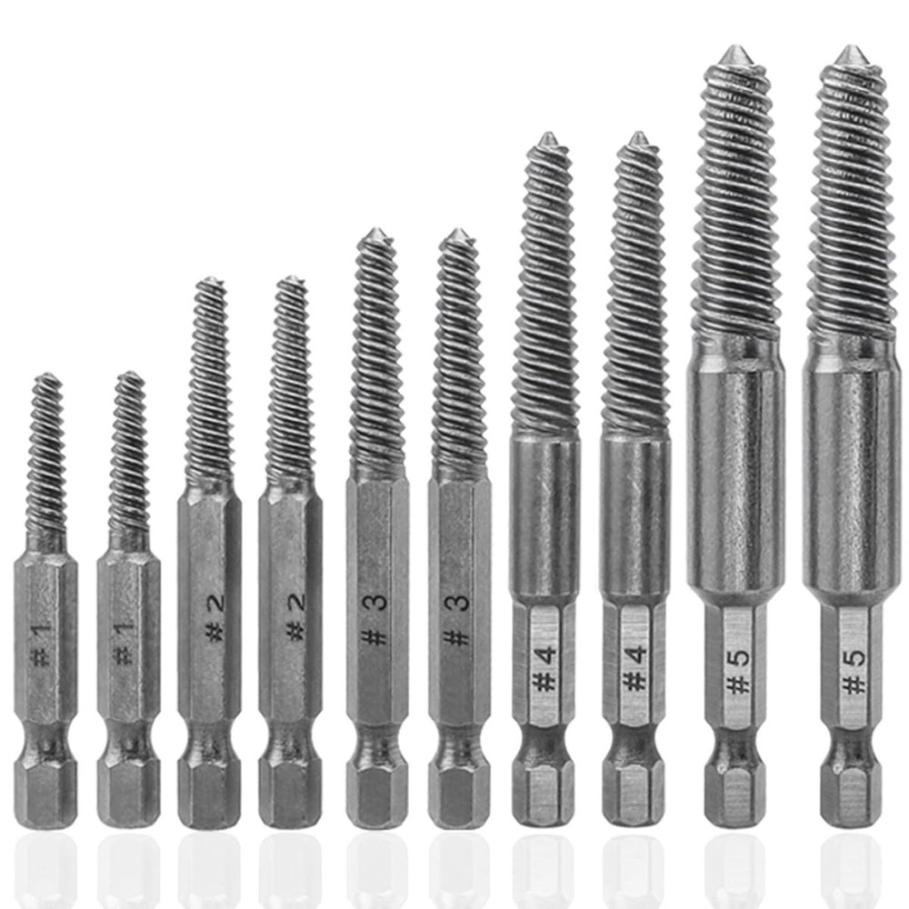 Wolfride 10Pcs Broken Screw Extractor Set, Stripped Screw Remover Drill Bit K...