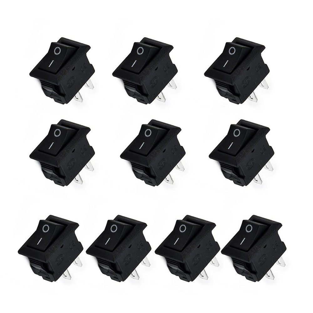 10pcs spst on/off switch mini black 2 plug toggle switch DC 12V 16A