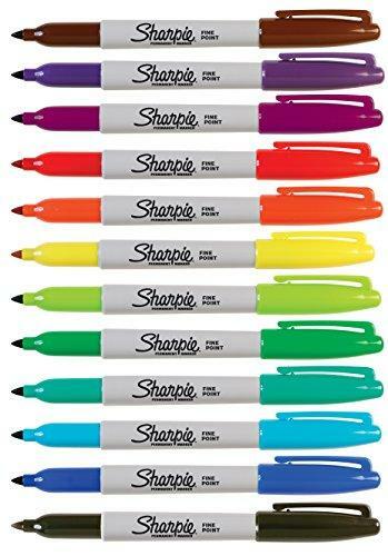 Sharpie 30075PP Permanent Markers, Fine Point, Assorted Colors, 12 Count