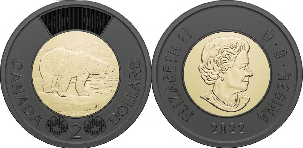 Brilliant Uncirculated 2022 Canada Black 2 Dollars From Mint's Roll
