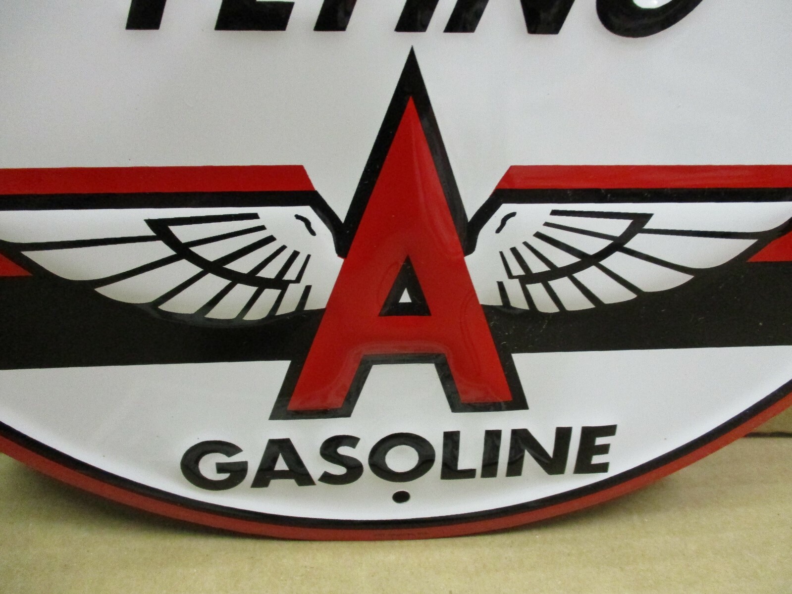 FLYING A - Tydol Gasoline - SHOWS OLD "A" LOGO Service Station - ROUND PUMP SIGN