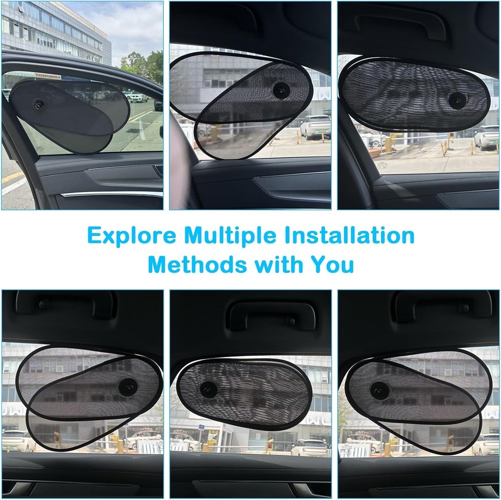 4pcs Adjustable & Rotatable Car Side Window Sun Shade Block Sun Glare for Driver