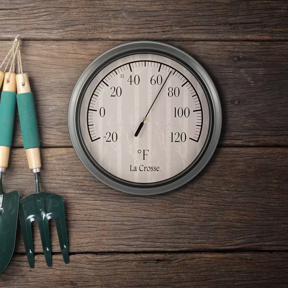 8 In. Analog Thermometer with Birch Tree Dial