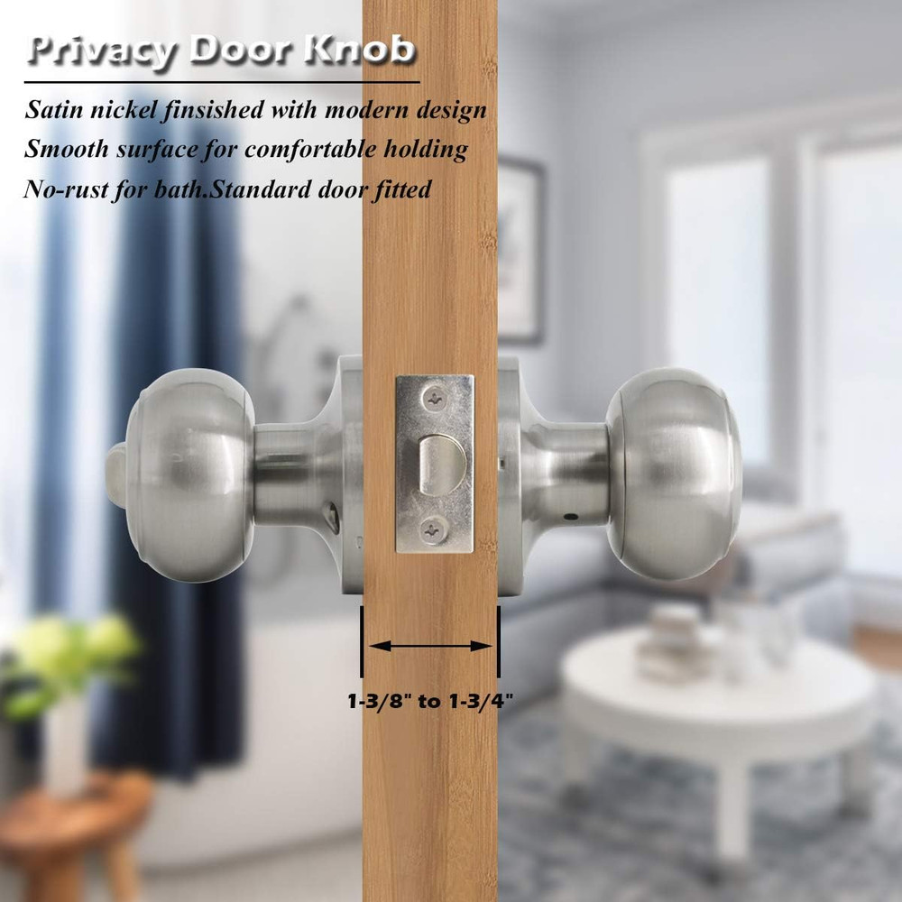 6 Pack Bathroom Bedroom Door Knobs Hardware, round Privacy Knobs Locksets Interi