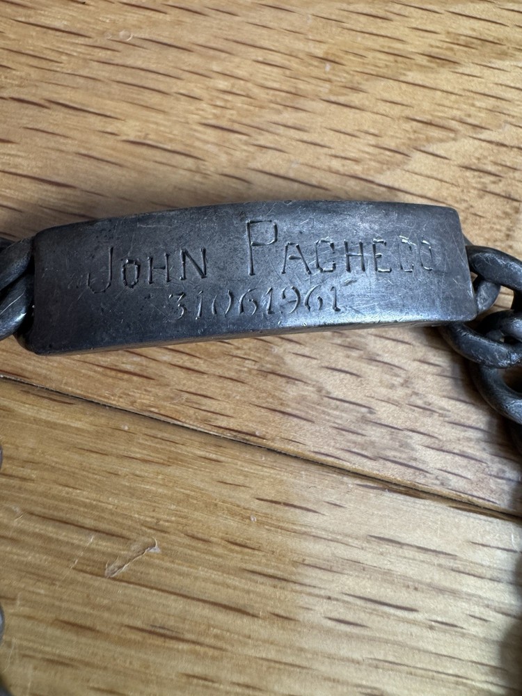 Vintage Sterling Silver WWII US Military ID Bracelet 7.5” Inches