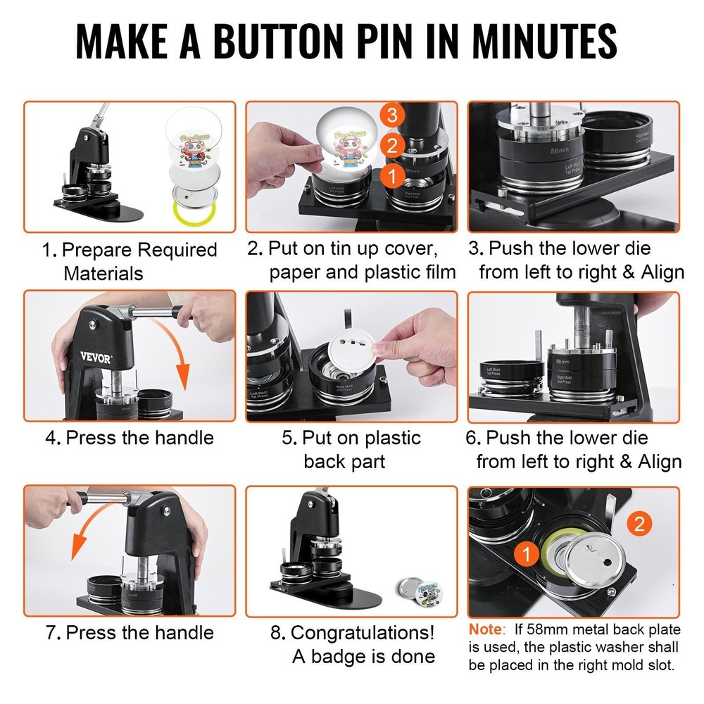 2-in-1 Button Maker Press 1.25" & 2.25" for Custom Badges with Kit