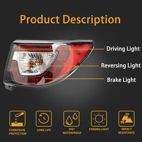 Tail Light Assembly Compatible With 2013-2017 Chevy Right Passenger Side