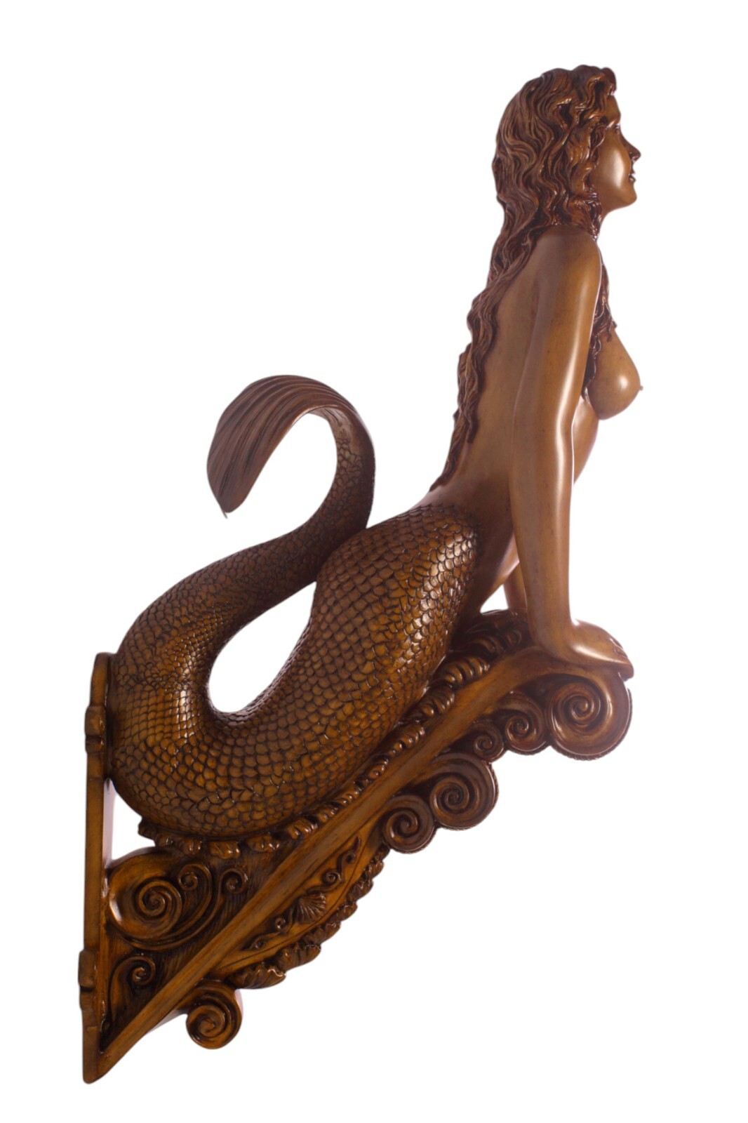Wood Look Mermaid Sea Siren Marinea Large Sculpture Wall Mount Figurehead 36"