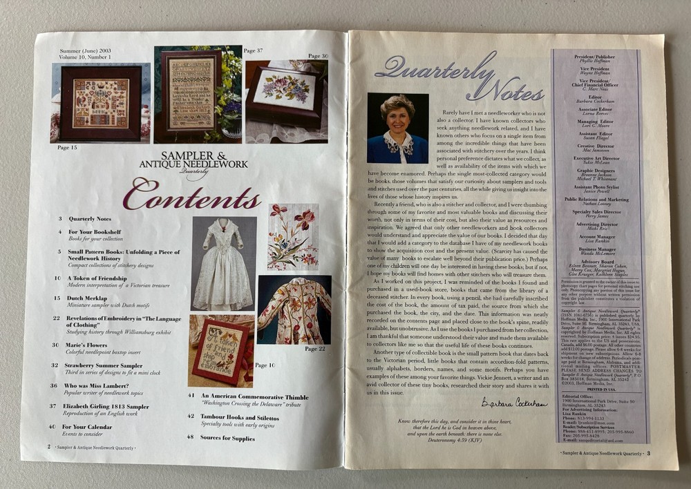 Sampler & Antique Needlework Quarterly Vol 31 2003 *M017